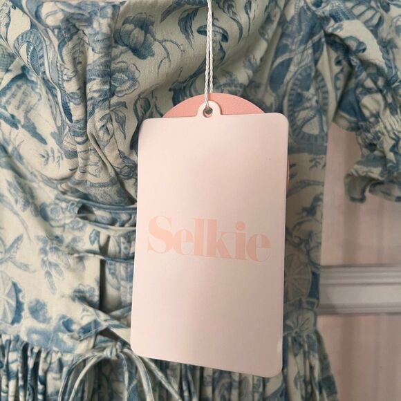 Selkie x Anthropologie The Renaissance Gown In Blue Toile Print - Picture 7 of 14